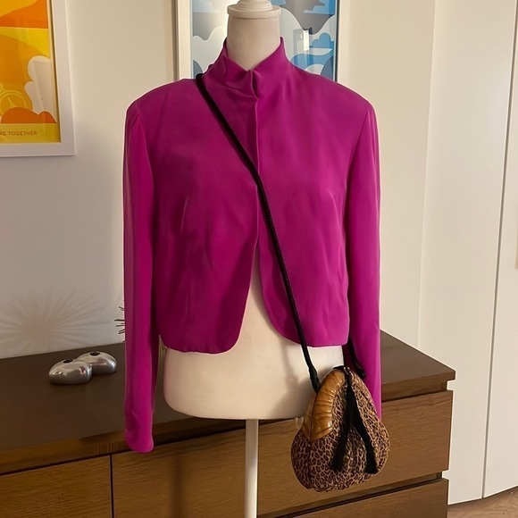 Adriana Pappell 100% SILK vintage mini jacket pink - Picture 1 of 7